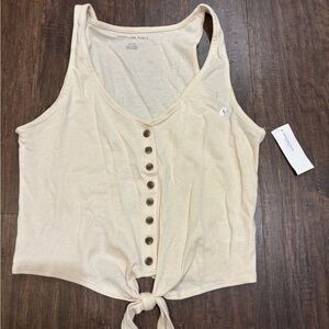 American Eagle Outfitters Cream Tie-Front Tank Top